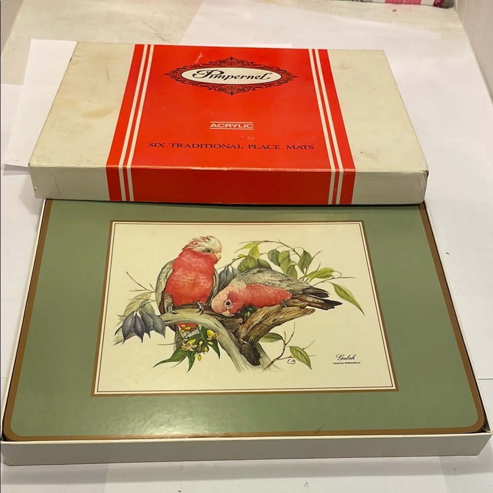 Pimpernel Green and Red Bird Place Mats